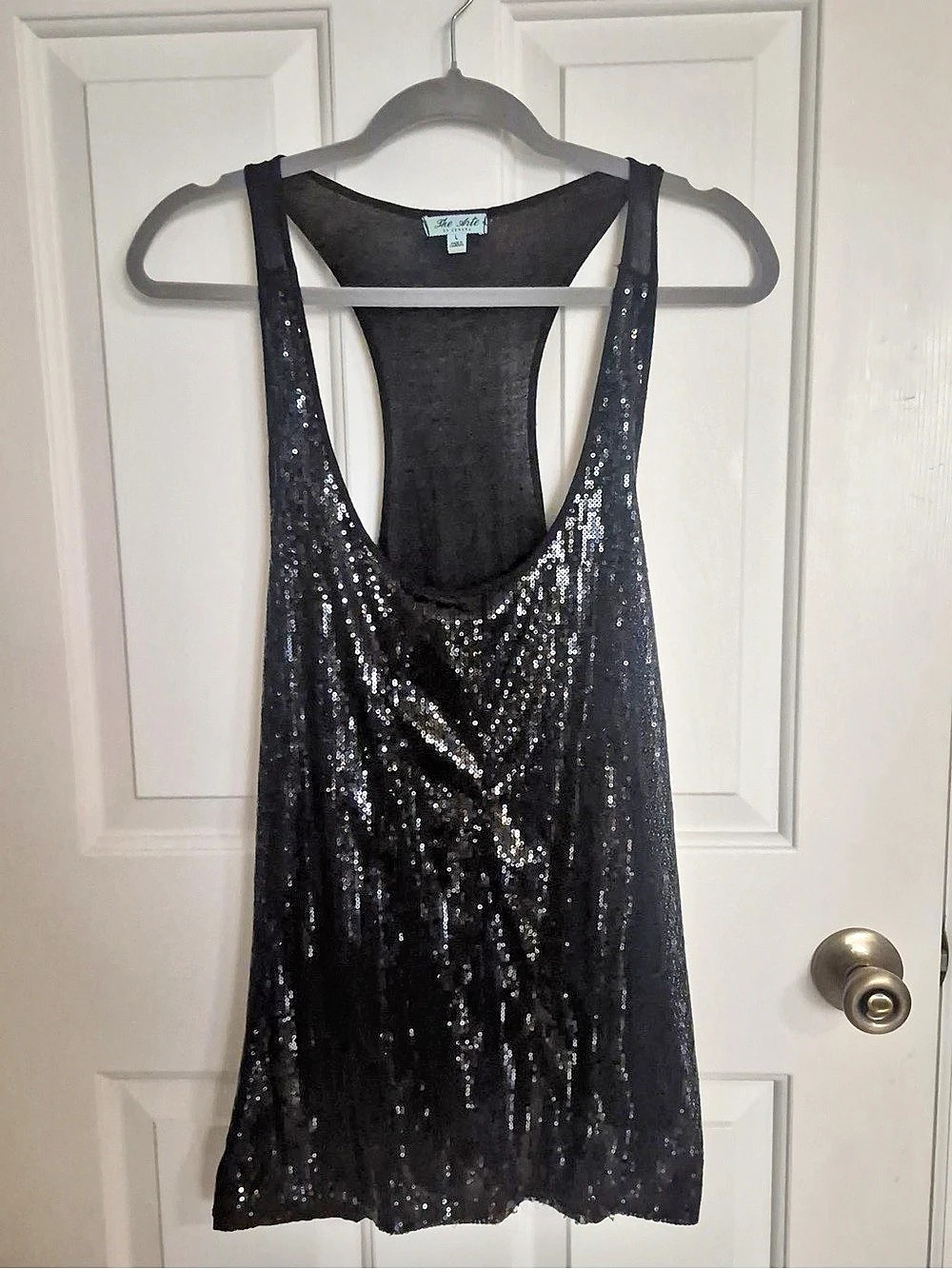 The Style Lab Sequin Racerback Tank in Black Large Like New